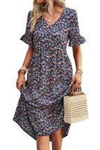 Women's Floral Midi Dress Lightweight Elegant Summer Fit
