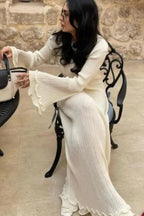 Women’s Timeless Pleated Knit Dress Refined Elegant Fit