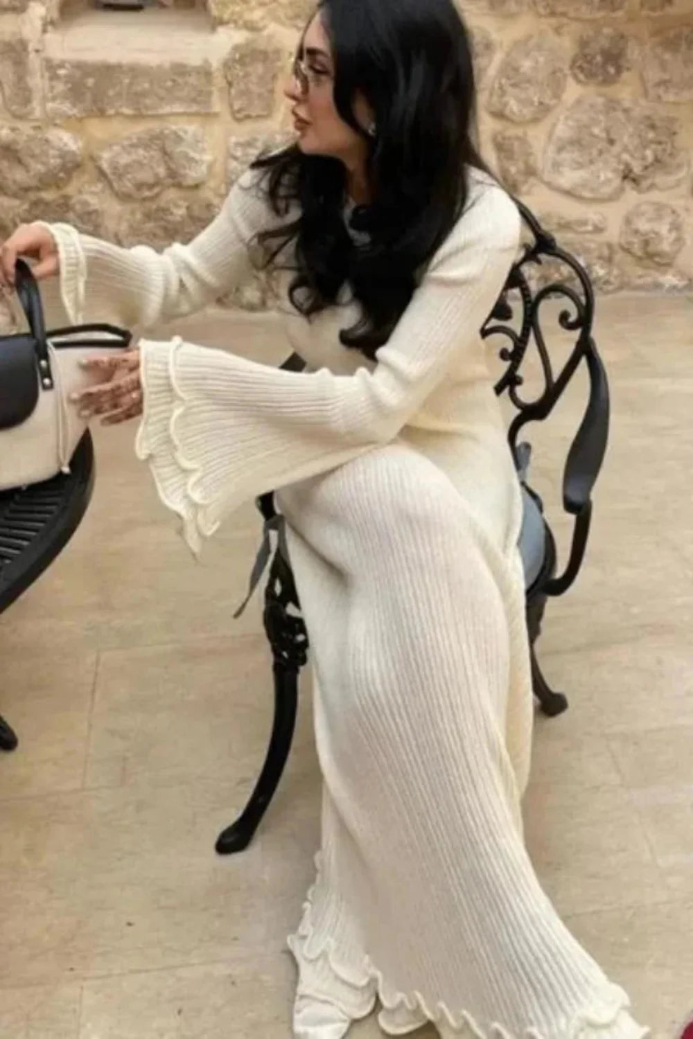 Women’s Timeless Pleated Knit Dress Refined Elegant Fit