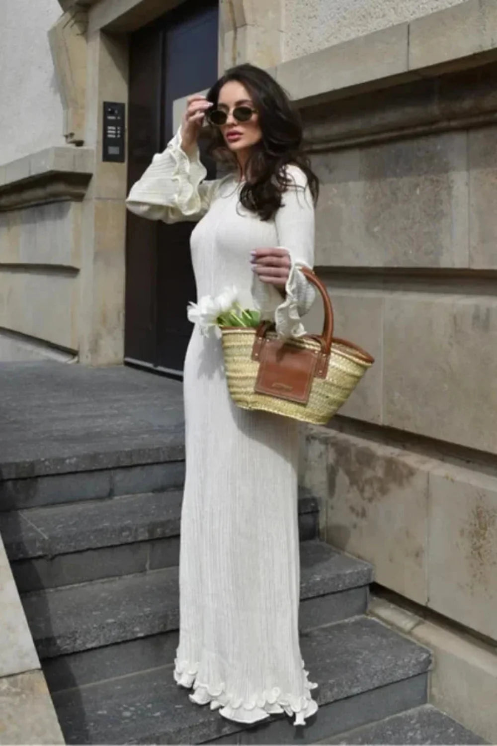 Women’s Timeless Pleated Knit Dress Refined Elegant Fit