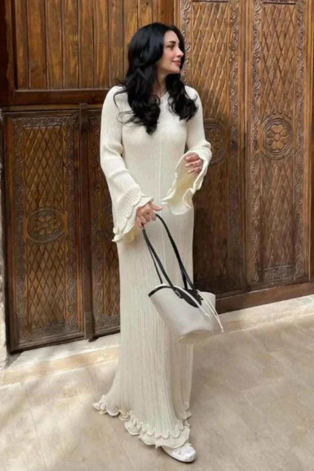 Women’s Timeless Pleated Knit Dress Refined Elegant Fit