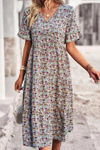 Women's Floral Midi Dress Lightweight Elegant Summer Fit