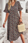 Women's Floral Midi Dress Lightweight Elegant Summer Fit