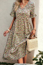 Women's Floral Midi Dress Lightweight Elegant Summer Fit