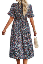 Women's Floral Midi Dress Lightweight Elegant Summer Fit