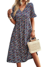 Women's Floral Midi Dress Lightweight Elegant Summer Fit