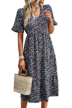 Women's Floral Midi Dress Lightweight Elegant Summer Fit