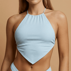 Women's Ribbed Two-Piece Bikini Set Halter Neck Swimwear