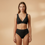 Women's Ribbed Bikini Set Wide Straps High-Cut Briefs