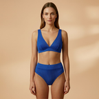 Women's Ribbed Bikini Set Wide Straps High-Cut Briefs