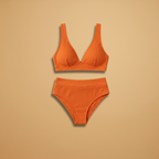 Women's Ribbed Bikini Set Wide Straps High-Cut Briefs
