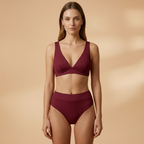 Women's Ribbed Bikini Set Wide Straps High-Cut Briefs