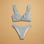 Women's Striped Ruffle Bikini Set Adjustable Swimwear