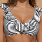 Women's Striped Ruffle Bikini Set Adjustable Swimwear
