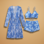 Women's V-Neck Bikini Set Tie-Dye Cover-Up Swimwear