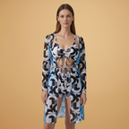 Women's V-Neck Bikini Set Tie-Dye Cover-Up Swimwear