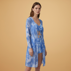 Women's V-Neck Bikini Set Tie-Dye Cover-Up Swimwear