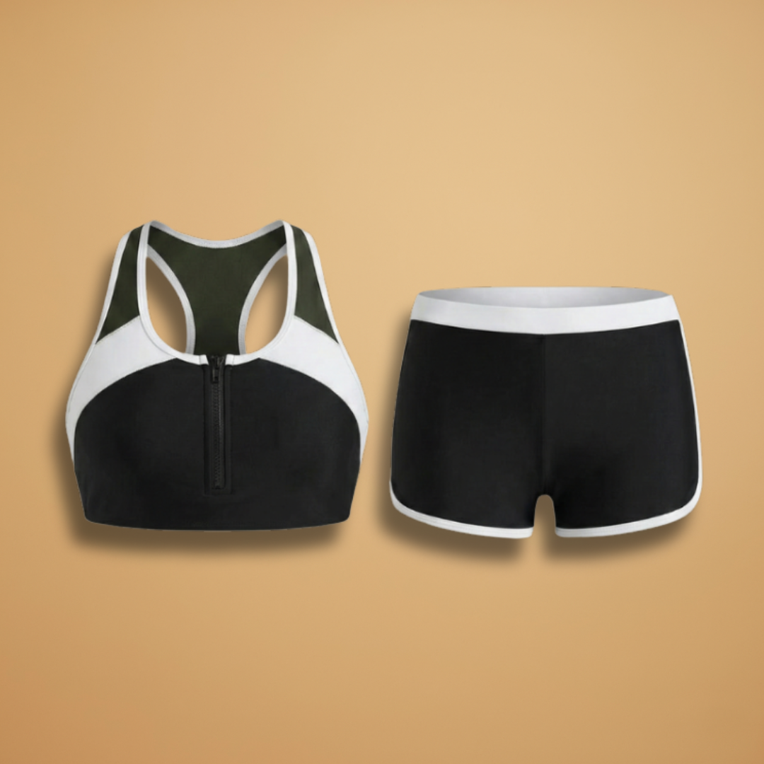 Women's Solid Colour Split Design Bikini Set Swimwear