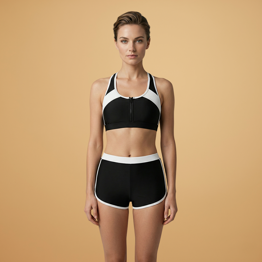 Women's Solid Colour Split Design Bikini Set Swimwear