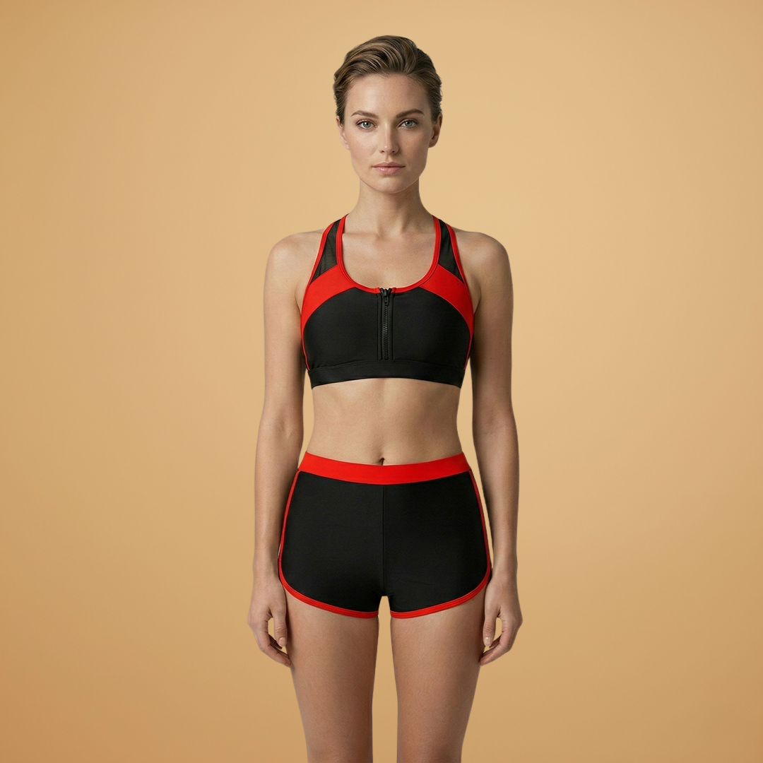 Women's Solid Colour Split Design Bikini Set Swimwear