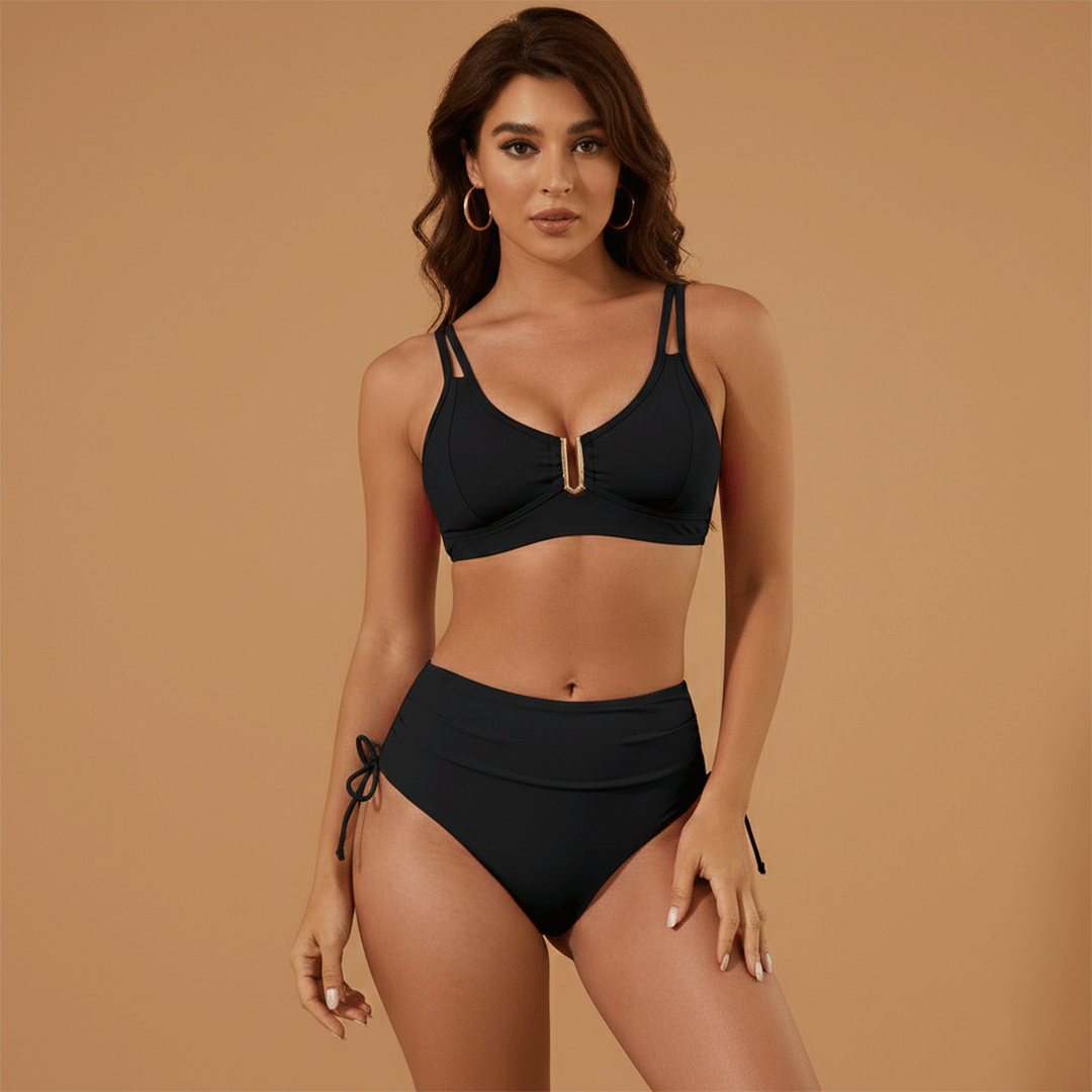Women's High Waist Bikini Set Backless Split Straps Swimwear