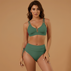 Women's High Waist Bikini Set Backless Split Straps Swimwear