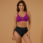 Women's High Waist Bikini Set Backless Split Straps Swimwear
