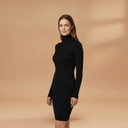 Women's Ribbed Bodycon Dress Slim Fit High Neck Sleeveless
