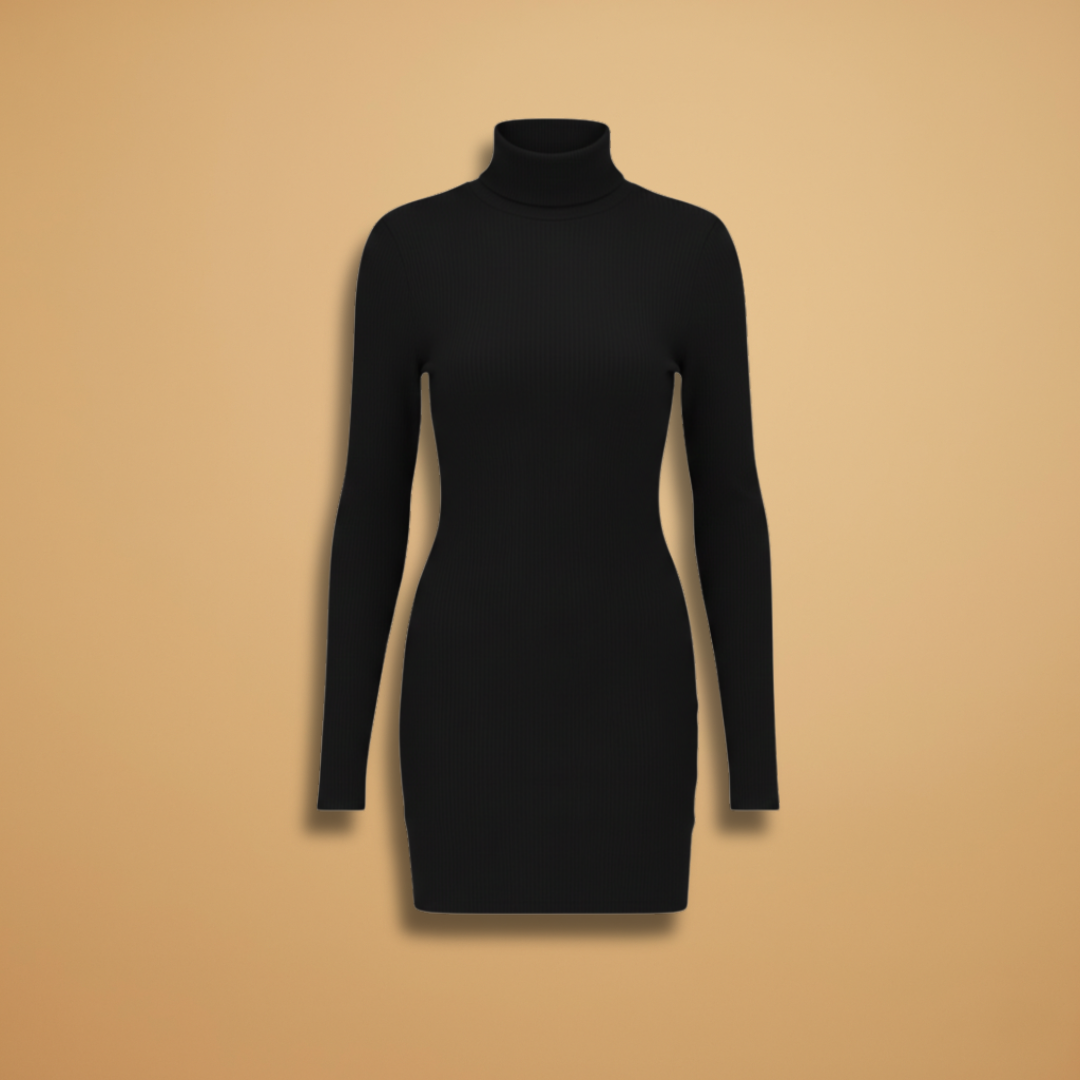 Women's Ribbed Bodycon Dress Slim Fit High Neck Sleeveless