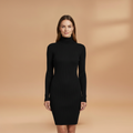 Women's Ribbed Bodycon Dress Slim Fit High Neck Sleeveless