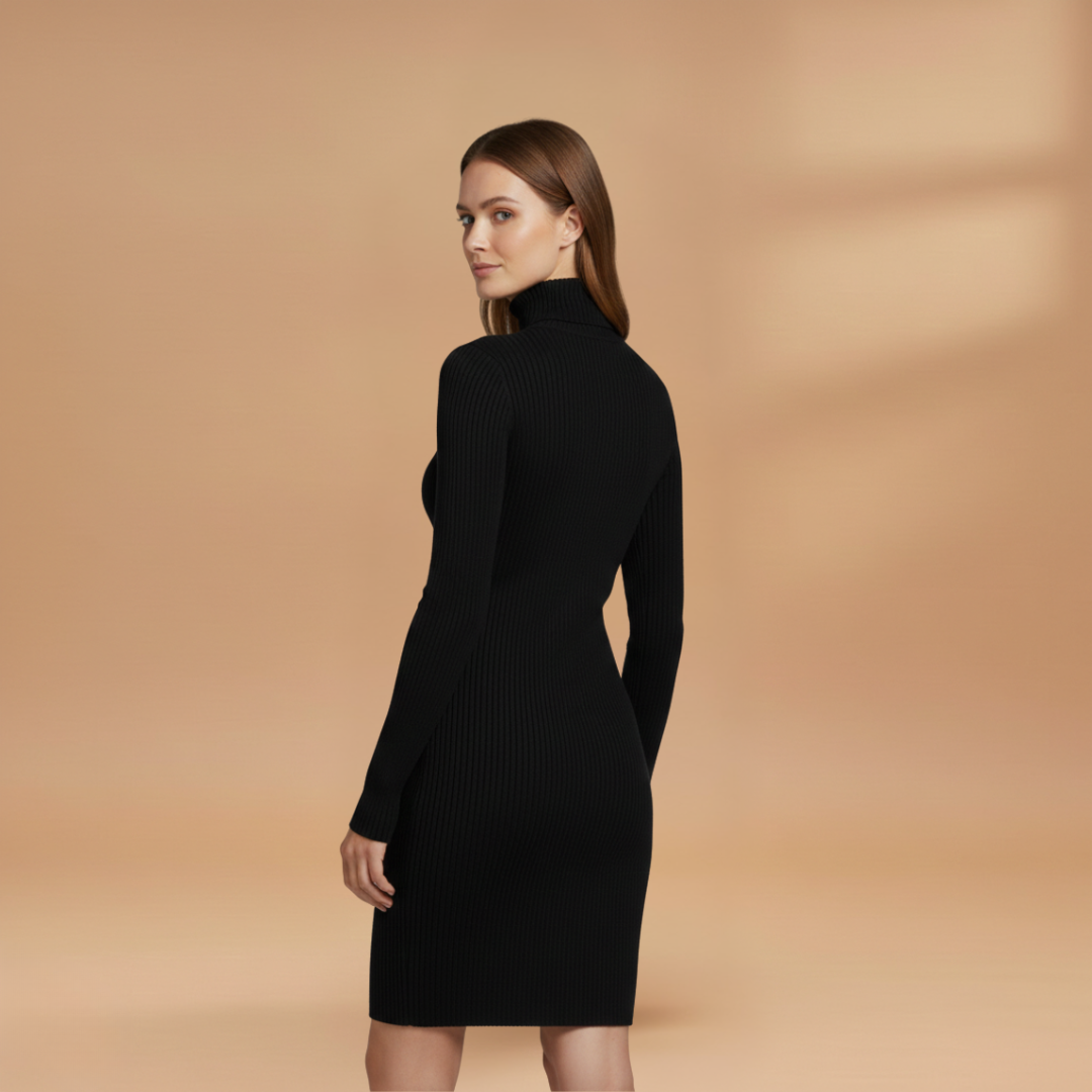 Women's Ribbed Bodycon Dress Slim Fit High Neck Sleeveless