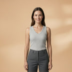 Women's V-Neck Ribbed Tank Top Sleeveless Casual Blouse