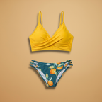 Women's Adjustable Crisscross Bikini Set Floral Pattern Swimwear