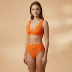Women's Ribbed Bikini Set Wide Straps High-Cut Briefs