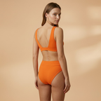 Women's Ribbed Bikini Set Wide Straps High-Cut Briefs