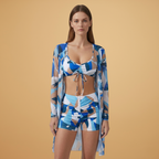Women's V-Neck Bikini Set Tie-Dye Cover-Up Swimwear