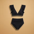 Women's High Waist Bikini with Ruffled Sleeves Sets