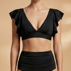 Women's High Waist Bikini with Ruffled Sleeves Sets