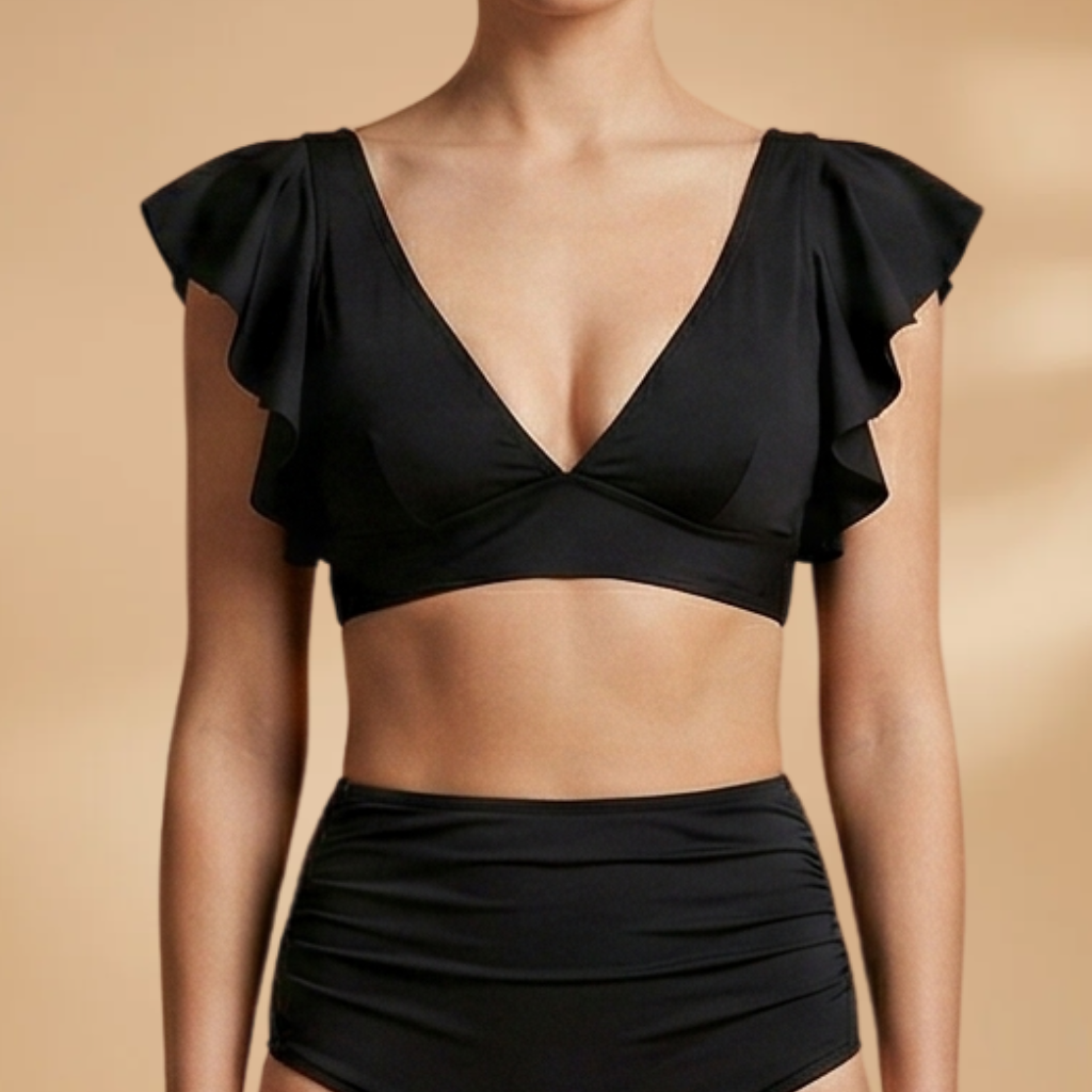 Women's High Waist Bikini with Ruffled Sleeves Sets