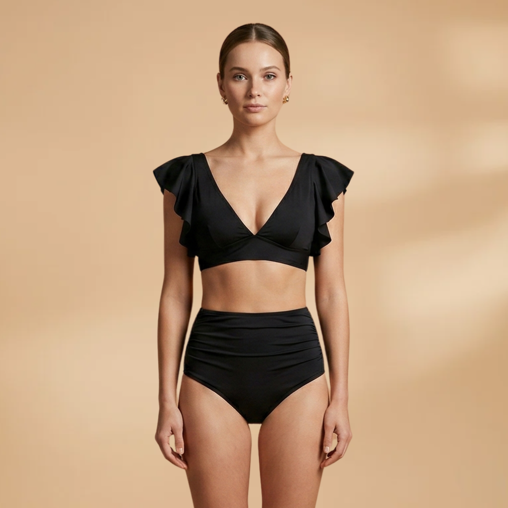 Women's High Waist Bikini with Ruffled Sleeves Sets