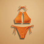Women's Halter Bikini Set Adjustable Neck Ties Low-Cut Bottoms