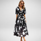 Women's V Neck Dress Elegant Vintage Regular Fit