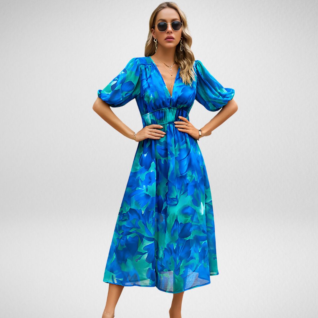 Women's V Neck Dress Elegant Vintage Regular Fit