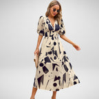 Women's V Neck Dress Elegant Vintage Regular Fit