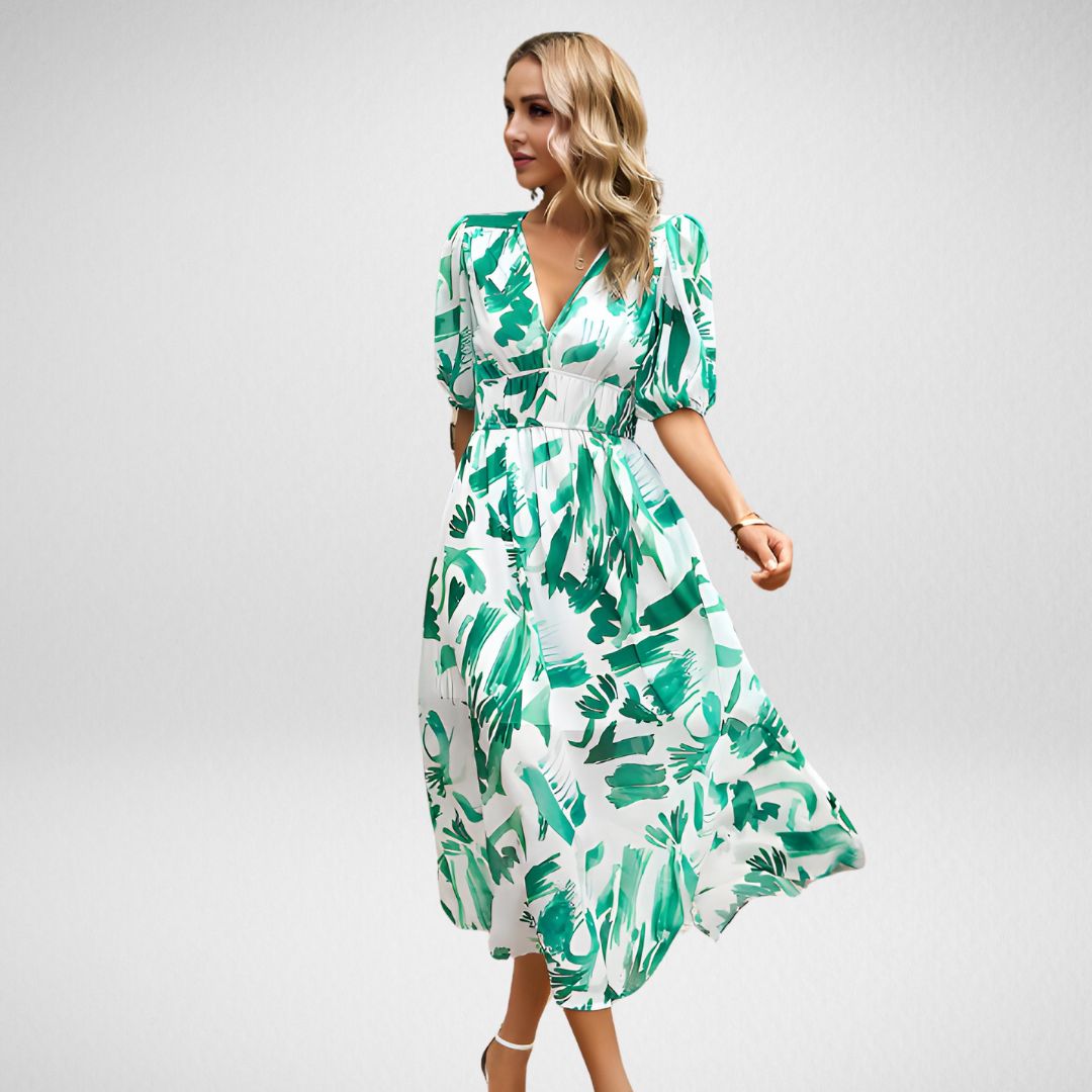 Women's V Neck Dress Elegant Vintage Regular Fit