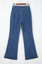 Women's Flare Leg Jeans With Golden Button Detail