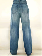 Women's Stretch Low Waist Baggy Wide Jeans Comfortable Trousers