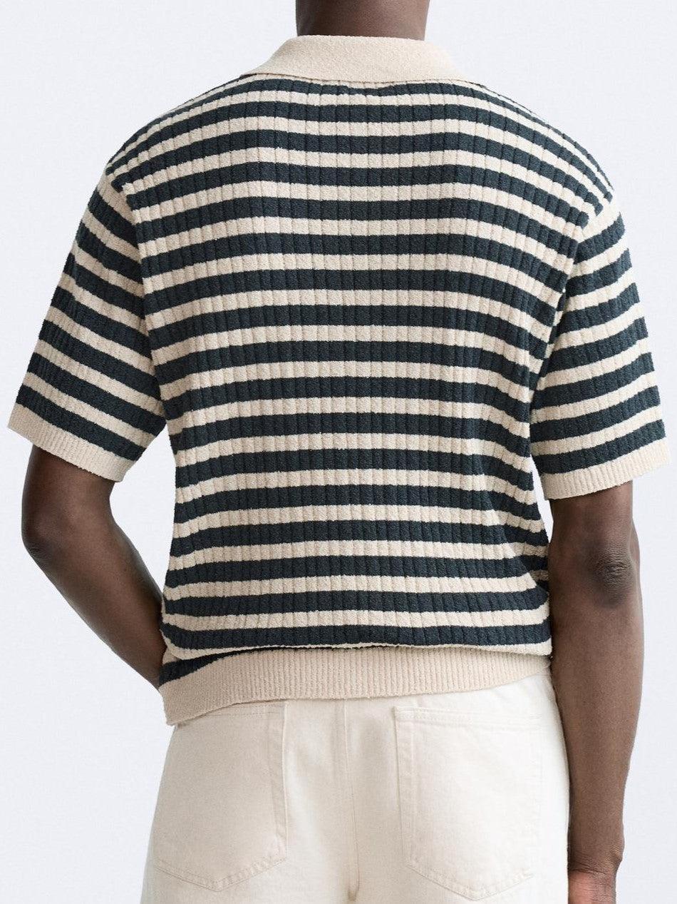 Men's Classic Stripe Knitted Polo Comfortable Casual Top
