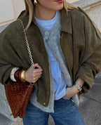 Women's Vegan Suede Leather Jacket Oversized Stylish Coat