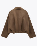 Women's Vegan Suede Leather Jacket Oversized Stylish Coat